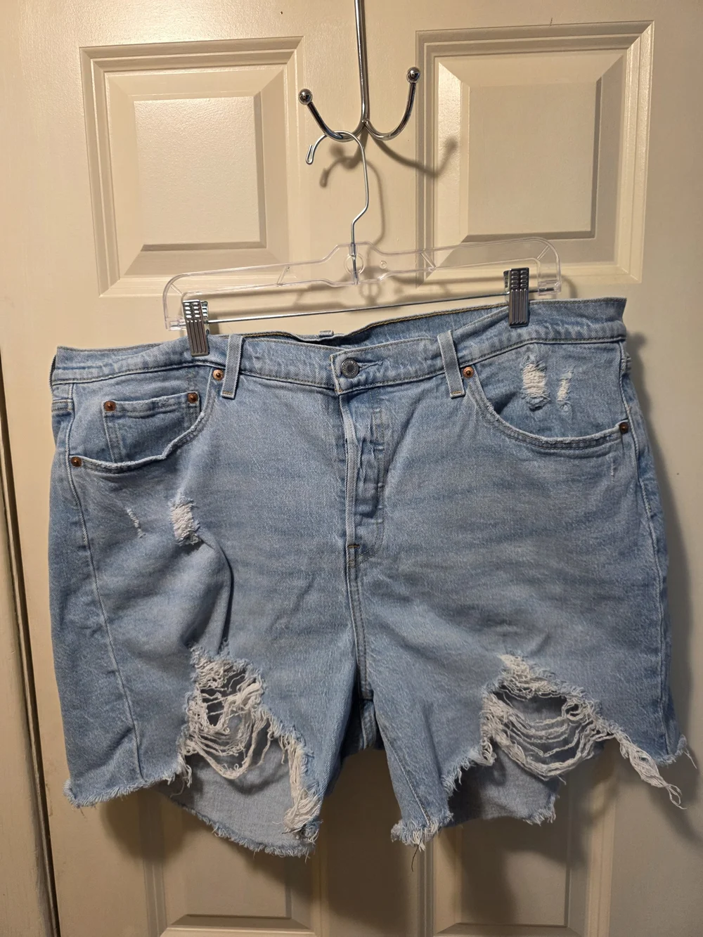 Levi's Light Blue Distressed Denim Shorts